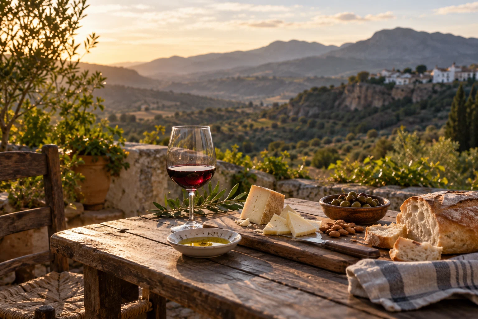 Selección de vino y productos para una experiencia gastronómica.