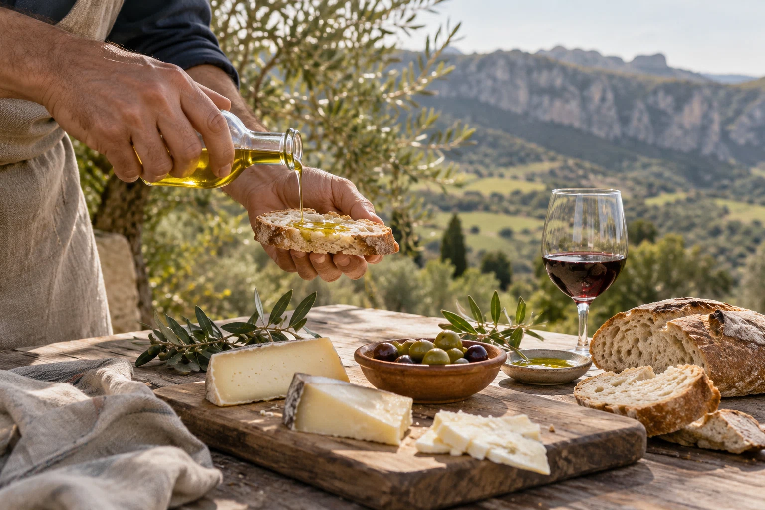 Preparación de una degustación al aire libre.